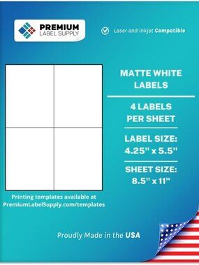 White Shipping Labels 4.25" x 5.5" - Laser & Inkjet Compatible, 400 Total